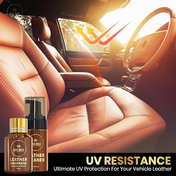 Magic Shield Graphene Leather Care Coating- Lasts 5 Years+ in Real World - Advance SiO2 Protection, UV & Water Resistant, Perfect for Cars, Motorcycles, Marine, RVs, Furniture and Shoes