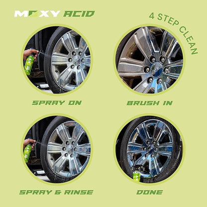 Moxy Acid Wheel and Tire Cleaner (1 Gallon) - Professional Car Wash Wheel Cleaner - Cleaning Spray for Car Detailing - Wheel Cleaning Kit Safe for Cars, SUVs, Motorcycles, RVs, and Trucks