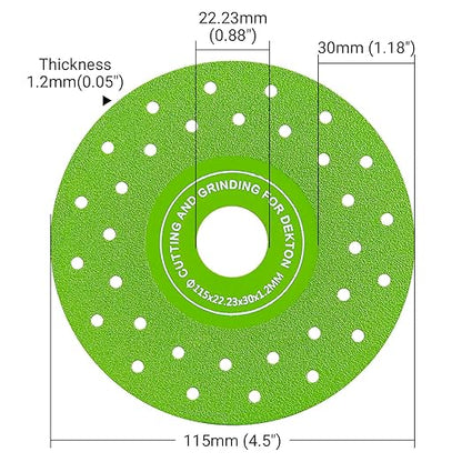 LOZLIN 3PCS 115MM Vacuum Brazed Ultra-Thin Multi-Pore Flat Abrasive Sheet Disc for Porcelain Glass Ceramic Tile Granite Marble Diamond Saw Blade (Green Porous, 10)