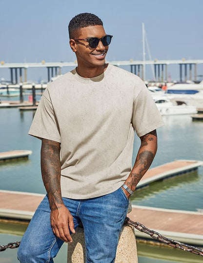 COOFANDY Men's Cotton T-Shirts Oversized Shirt Short Sleeves Streetwear Loose Fit Summer Tee Tops Washed Basic Unisex Shirts
