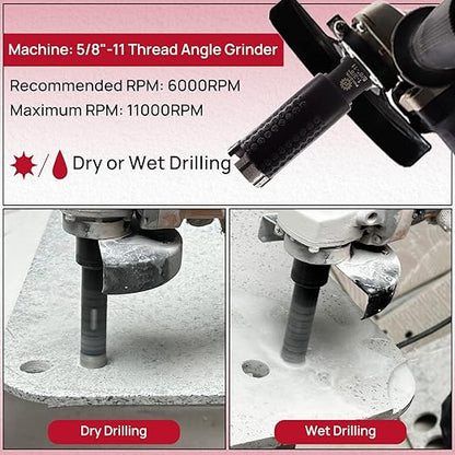 Diamond Core Drill Bit - FOCSTOL 1-3/8''(35mm) Laser Welded Hole Saw for Dry or Wet Drilling Granite Marble Concrete Quartz 5/8''-11 Thread