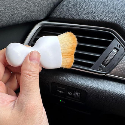 Car Detailing Brush, Soft Bristle Cleaning Brush, Scratch-Free Auto Duster Tool for Dashboard, Air Vents, Leather & Interior Cleaning (White&Brown with Cap)