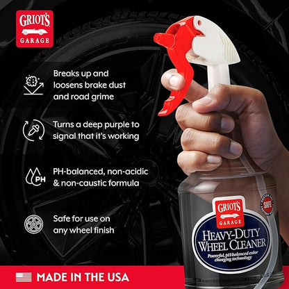 Griot's Garage Heavy-Duty Wheel Cleaner for All Wheel Finishes, Breaks Down and Removes Stubborn Brake Dust and Grime, PH Balanced, Non-Acidic, 11026, 35oz