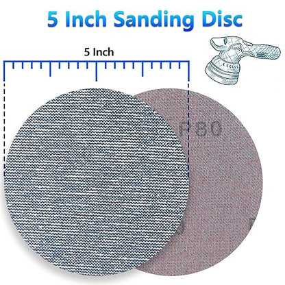 5 Inch 50 PCS Premium Ceramic Mesh Sanding Discs 80 Grit, Dust Free Hook and Loop Round Anti-Clogging Sandpaper Disc for Random Orbital Sander