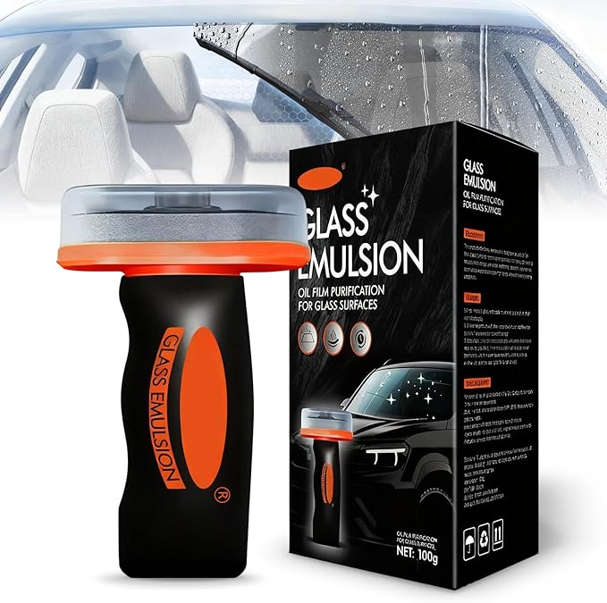 Glass Oil Film Remover for Car, Oil Film Remover for Car Windshields and Windows,Removes oil film & Smudges, Improve Windshield Clarity for Safe Driving