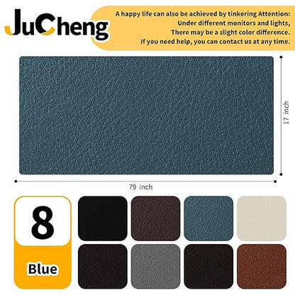 JuCheng Leather Repair Kit -Leather Repair Patch Self-Adhesive Waterproof Patch & Glue for Furniture, Car Seats, Sofa, Couch, Vinyl - Instant Fix for Tears & Scratches (Blue, 17X79 inch)