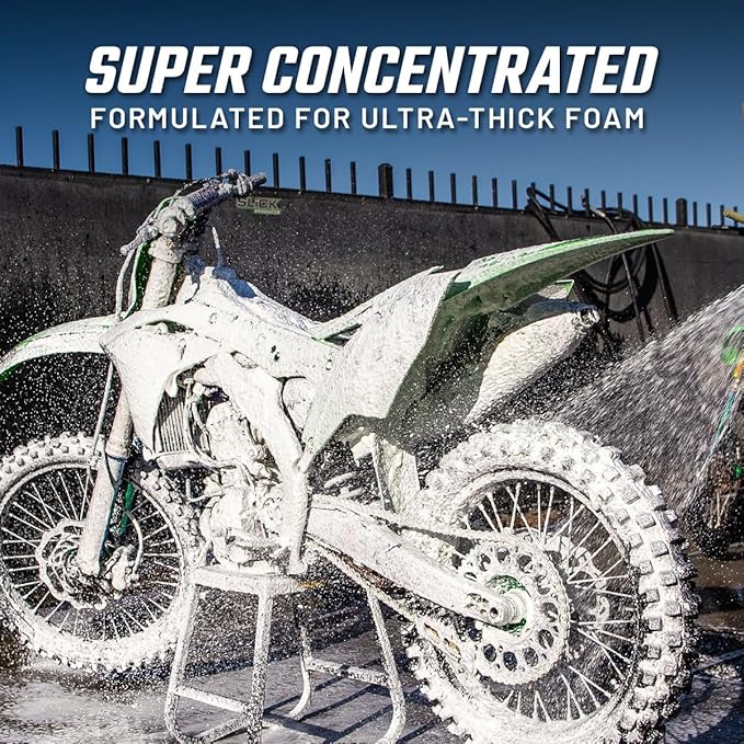 Slick Products Total Off-Road Wash Super Concentrate – Thick Foaming Car Wash Soap with Hybrid-Ceramic Formula for Dirt Bikes ATV UTV Trucks Jeeps and More – Foam Cannon Ready – 16 oz