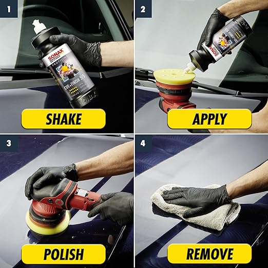 SONAX Cut & Finish 225300 | High Performing Polish/Compound | Rated 5 Cut & 5 Gloss | Removes Paint Defects, P1500 Sanding Marks & Water Spots | Long Work Time & Easy Wipe-Off | Silicone-Free | 1000ml