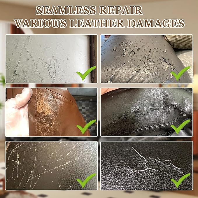 Jughozu Leather Repair Kit for Furniture, Car Seats, Jacket, 2026 New Vinyl Repair Kit with Easy Instructions to Match Any Color. Fix Tears, Scratches, Holes & Peeling on Genuine, Faux, Bonded.