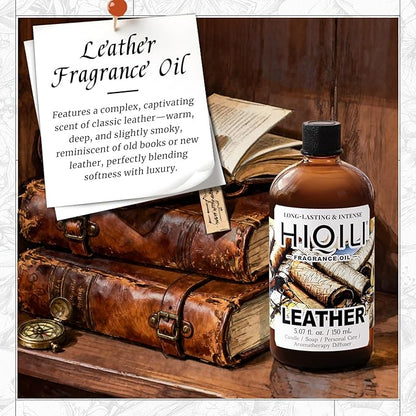 HIQILI Leather Fragrance Oil, Men's Scent, for Car Air Freshener Use, Soap, Candle, and Long-Lasting Perfume Making - 5.07 Fl Oz