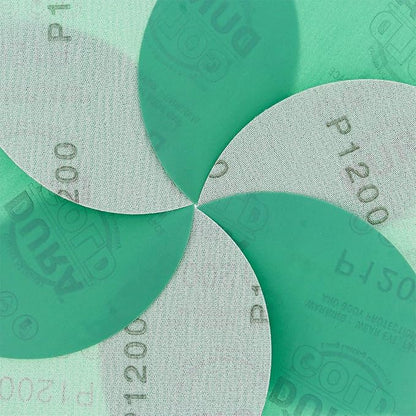 Dura-Gold Premium 5" Green Film Sanding Discs - 1200 Grit (Box of 50) - Hook & Loop Backing Sandpaper Discs for DA Sanders, Finishing Cut Abrasive, Sand Automotive Paint Car Detailing Woodworking Wood