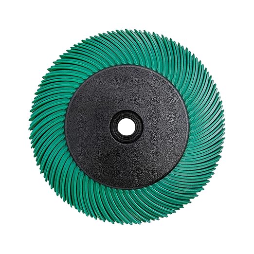 Radial Bristle Brush, 6 in x 1/2 in x 1 in, 50# Green, 1 Set (Contains Ten Single Pieces) and Reduction Sleeve
