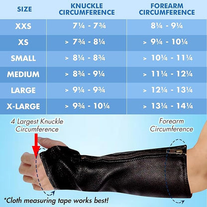 Arm Chaps Leather Protective Sleeves Arm Guard - Prevent Cuts, Scratches & Bruises - Genuine Cowhide - Ideal for Gardening & Construction - Left & Right Form-Fitting. Black (1 Pair/Large).