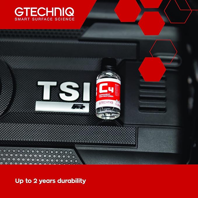 Gtechniq C4 Permanent Trim Restorer 30ml - Revitalize Tired, Faded, Discoloured Car and Vehicle Trim - Premium Weather Protection, UV Resistant, Leaves No Unattractive Gloss - 2 Year Durability