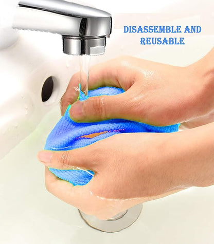 Windshield Cleaner Tool With Reusable Microfiber Pads - Car Window Glass Wiper Kit With Extendable Handle for Cleaning (1, Blue)