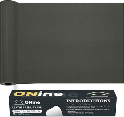 ONine Leather Repair Tape,Self Adhesive Leather Repair Patch,Leather Patches for Furniture,Sofa,Car Seats,Office Chair. Vinyl Repair Kit 8x48in(Gray)