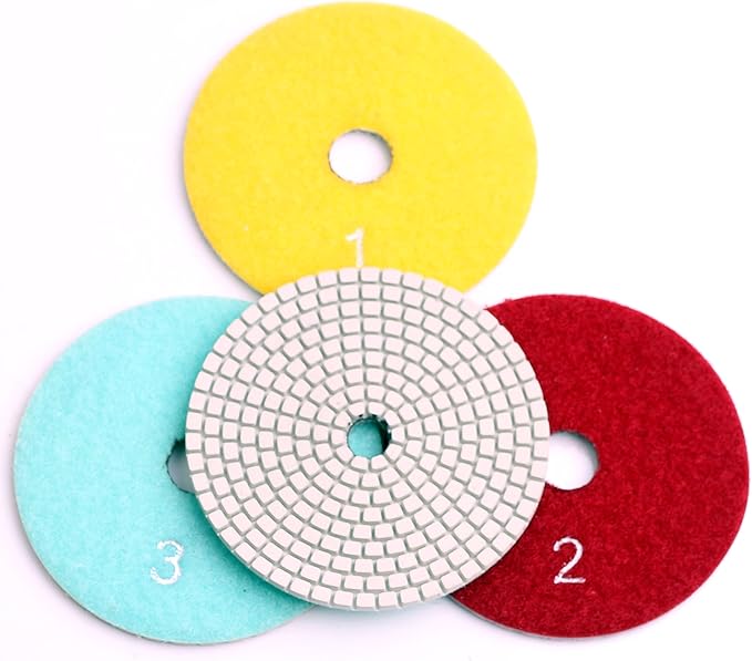 casaverde 4 Inch with 2.5mm Thickness Dry/Wet 3 Step Polishing Pads for Granite Marble Concrete Stone