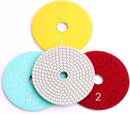 casaverde 4 Inch with 2.5mm Thickness Dry/Wet 3 Step Polishing Pads for Granite Marble Concrete Stone