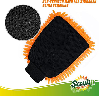SCRUBIT 2 Pack Car Wash Mitt – Scratch-Free Car Sponges for Washing, Dual Sided Wash Mitts for Car Washing - Premium Car Washing Sponge for Cars, Trucks, and Boats