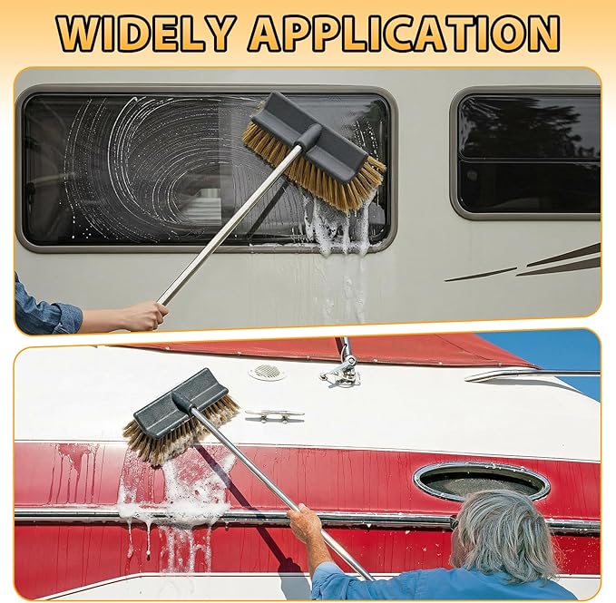 Boar's Hair Car Wash Brush 10 in Synthetic Bristles Safely Lifts Dirt Premium Curved Bristles Soft, Scratch-Free Cleaning Durable & Versatile for Cars, Trucks & Rvs