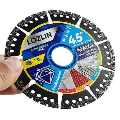 LOZLIN 3-Pack 4.5" Diamond Multi-Purpose Saw Blades - Heavy Duty Angle Grinder Discs for Cutting Marble/Quartz/Stone/Tile/Metal/Plastic