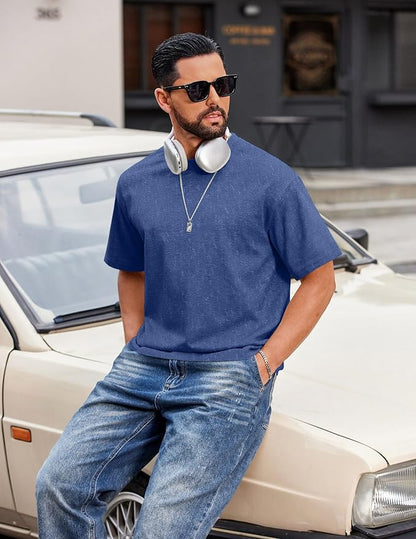 COOFANDY Men's Cotton T-Shirts Oversized Shirt Short Sleeves Streetwear Loose Fit Summer Tee Tops Washed Basic Unisex Shirts