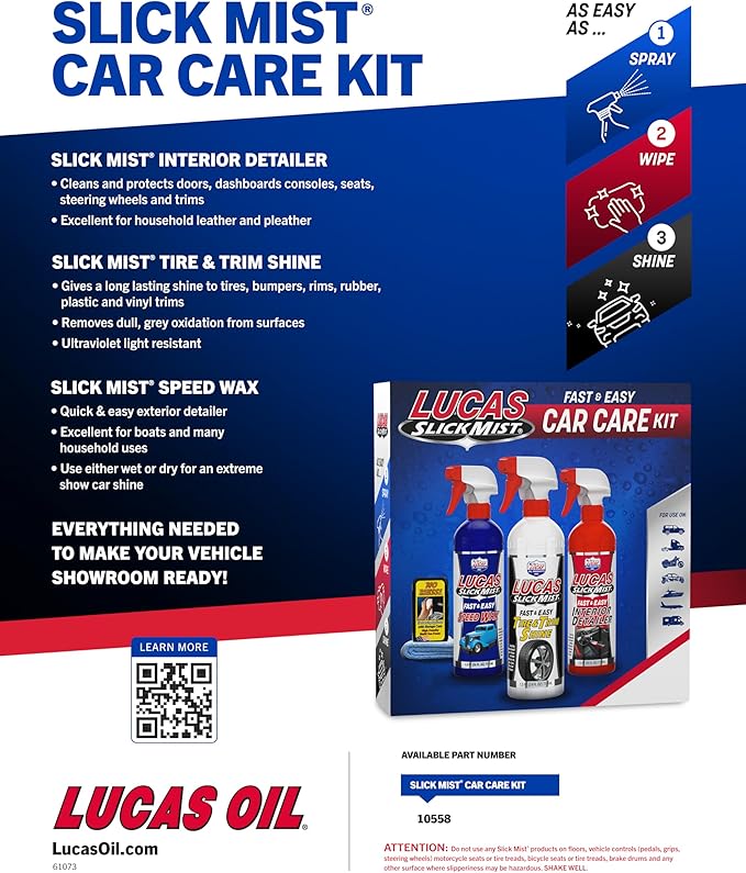 Lucas Oil 10558 Slick Mist Detailing Car Kit (Pack of 4)