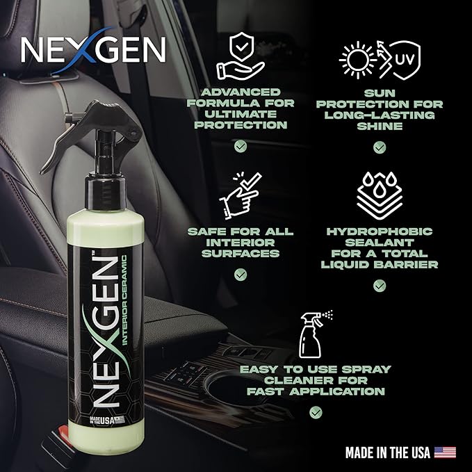 Nexgen Interior Ceramic Spray — Ultimate Interior Protection — Spray-on and Wipe-off Ceramic Coating for Hard Interior Surfaces (16 oz)