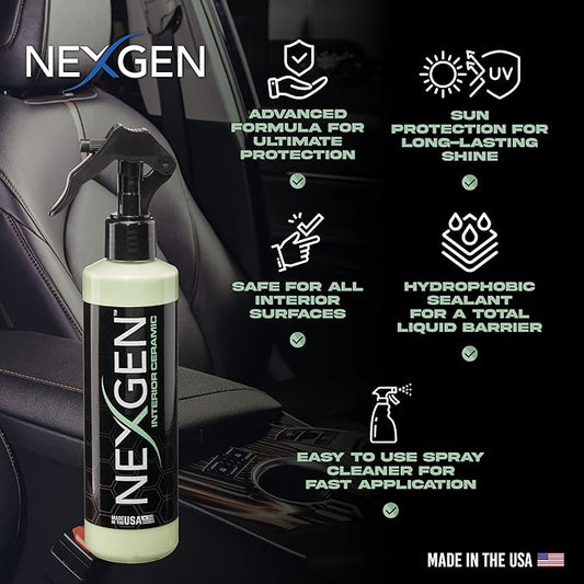 Nexgen Interior Ceramic Spray — Ultimate Interior Protection — Spray-on and Wipe-off Ceramic Coating for Hard Interior Surfaces (16 oz)