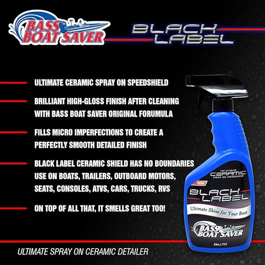 Black Label Ceramic Speedshield - Ultimate Brilliant Ceramic Marine Shine Spray - Ceramic Detailer Spray with Micro Repair Technology