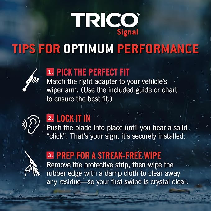 TRICO Signal Premium Silicone 20” + 18” Automotive Replacement Windshield Wipers Beam Blades with Exclusive Predictive Performance Indicator and 3X Longer Life for Select Vehicle Models, 2 Pack