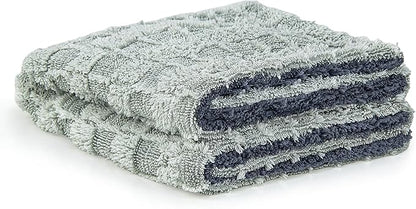 Greenfound Microfiber Towel for Cars, 1000GSM Car Drying Towel, Double Twist Pile & Edgeless Design, No Streaks, Scratches, or Water Spots, Soft and Absorbent, 18"×24", Check Silver&Grey