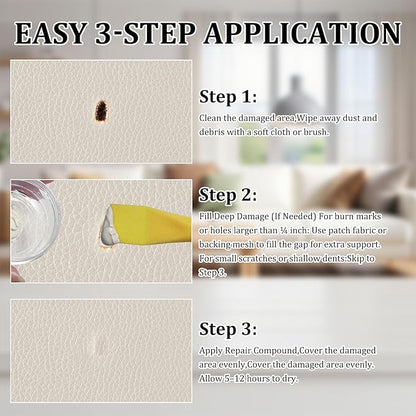 SIHOOPE Car Leather Repair Kit for Furniture, Vinyl Repair Kit for Car Interiors Seat, Leather Filler, Fixes Tears, Holes, Scratches and Peeling, Restores Faux, Artificial, and Genuine Leather (White)