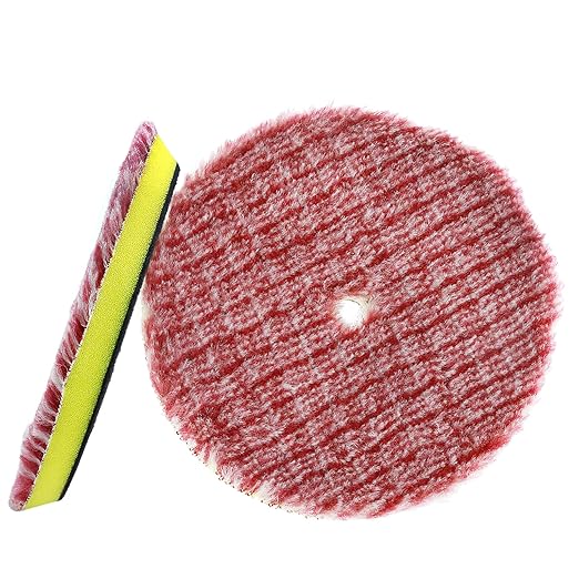 MDEOOSKY 5 Inch Polishing Pads, 2Pcs Coarse Wool Cutting Pad for Heavy Duty Car Polishing, Short Hair Buffing Wheel for Hook and Loop Backer