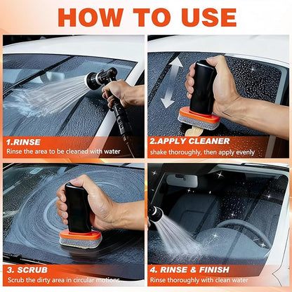 Car Oil Film Cleaner,Automotive Oil Film Cleaning Brush,Durable Glass Cleaning Tool,Glass Film Remover Cleaning Board for Car Windshield and Windows Improved Visibility