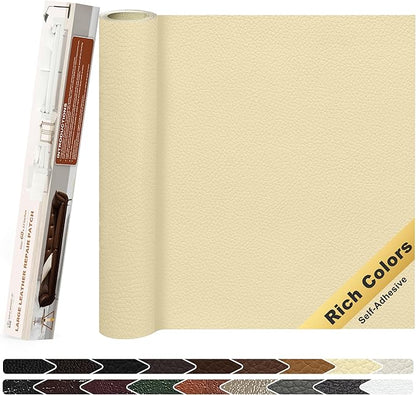 KING MOUNTAIN Leather Repair Patch, 12 x 60 Inches Self-Adhesive Repair Tape for Damaged Furniture, Sofa Seating, Car Seats, Goods (Beige Yellow)