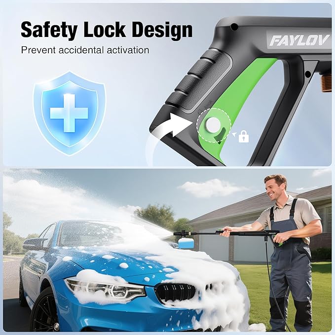Pressure Washer, 2025 Upgraded 1500W Power Washer with No-Bend 360° Nozzle, Foam Cannon & 4-Nozzle Set, Portable Pressure Washer Cleaning Machine for Cars & Undercarriage Cleaning Driveways