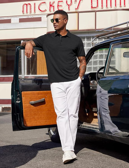 COOFANDY Mens Polo Shirts Short Sleeve Casual Summer Polo Tee Classic Collared Golf Stylish Tops