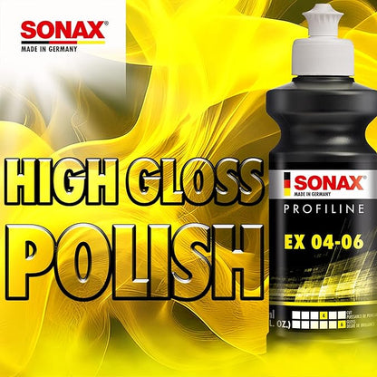 SONAX EX 04-06 Dual Action Polishing Compound | One-Step Medium Cut & High Gloss Finish | Removes Swirls, Water Spots & Oxidation | DA Polisher Safe | Silicone-Free & VOC Compliant | 242300 | 1 Liter