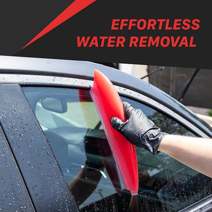 Maxshine Universal Silicone Water Blade for Car Drying – Red – Soft Flexible Silicone Squeegee for Quick Water Removal – Safe for Paint, Glass & Windows – Auto Detailing Tool - Red