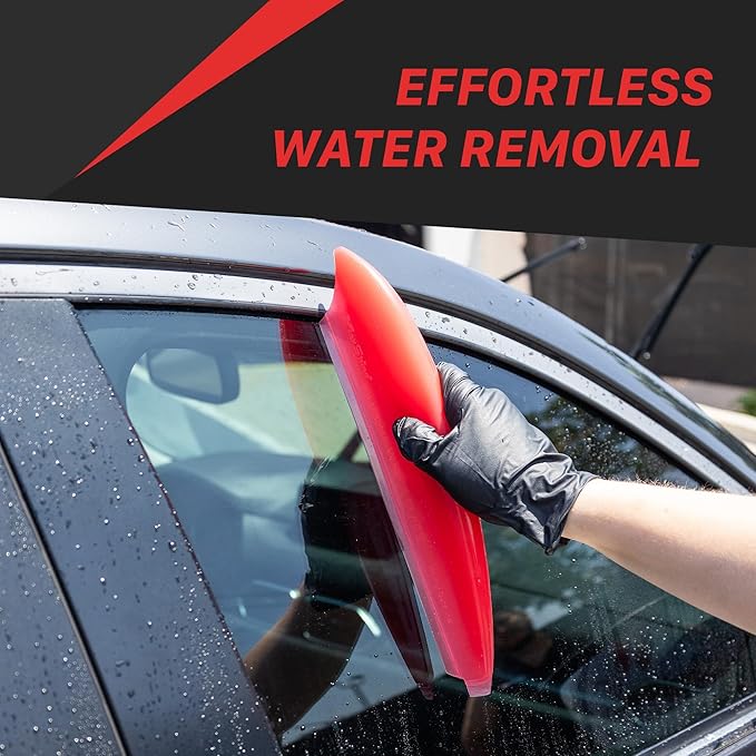 Maxshine Universal Silicone Water Blade for Car Drying – Red – Soft Flexible Silicone Squeegee for Quick Water Removal – Safe for Paint, Glass & Windows – Auto Detailing Tool - Transparent