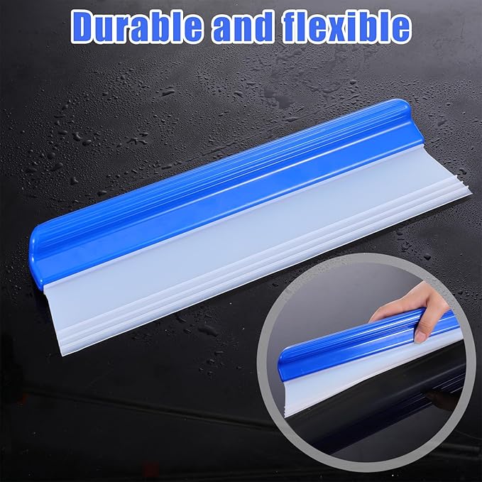 SHENLIU 4 Pack Silicone Car Squeegee 12 inch Flexible Car Water Scraper Tool Silicone Window Squeegee Auto Water Blade Cleaning for Windshield, Glass, Window, Mirror, Shower Doors, Washing & Wiping