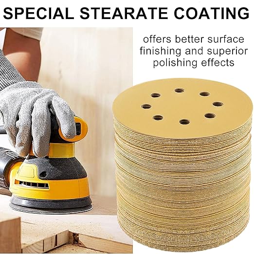 LotFancy 100 PCS 320 Grit Sandpaper, 5 Inch 8 Hole Sanding Disc Aluminum Oxide, Orbital Sander Sandpaper for Stripping Paint, Sand Paper for Wood, Plastic, Rust Removal, Random Orbital Sander Pads