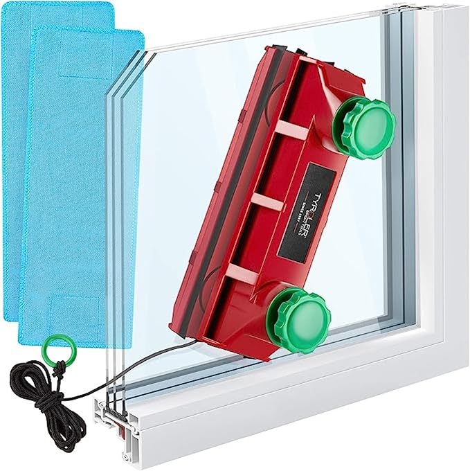 Tyroler Magnetic Window Cleaner Tool | The Glider D4 Double-Sided Window Cleaner Tool Fits Windows 0.1"-1.6" Thick | Magnet Window Cleaner | Magnetic Glass Cleaner | limpiador de ventanas magnetico