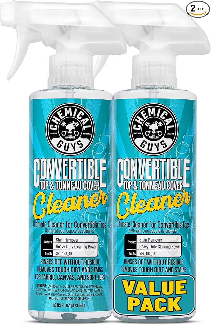 Chemical Guys Convertible Top Cleaner (2 x 16 Fl Oz) – Fabric & Vinyl Roof Cleaner Spray for Soft Tops, Tonneaus & Jeep Tops