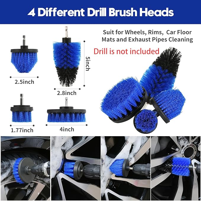 Qydipclin 41Pcs Car Detailing Kit, Car Detailing Brush Set, Car Wash Cleaning Kit, Car Detailing Brushes, Professional Car Care Kit for Interior Exterior Wheels, Blue