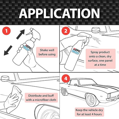 Malco EPIC CR2 Hydro Protect Ceramic Spray – Rejuvenates and Protects Vehicle Exterior Finishes/Shine, Protect, and Beautify Your Vehicle/Deep Hydrophobic Shine on All Types of Surfaces/16oz (109416)