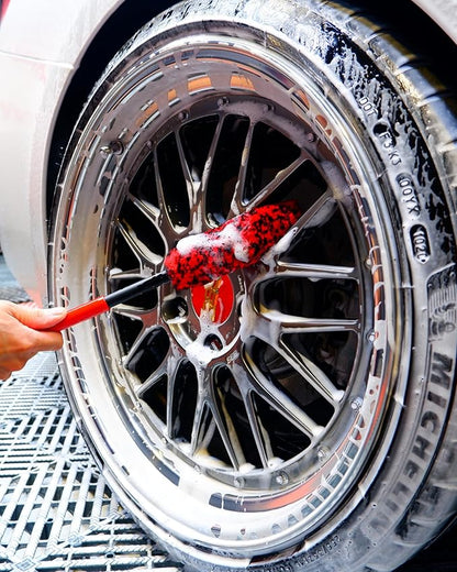 Wheel Brushes for Cleaning Wheels (4 Pro Pack)- 2X Soft Wheel Cleaning Woolies Brush, Detailing Brush and Stiff Tire Brush, Scratch Free Durable Car Wheel Rim Brush Kit for Car Rim and Tire Detailing