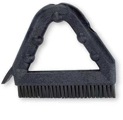 SPARTA Plastic Commercial Grout Brush, Triangle-Shaped Scrub Brush with Scraper and Two Threaded Holes for Attaching Handle (Sold Separately), 9 x 7 x 7 Inches, Black