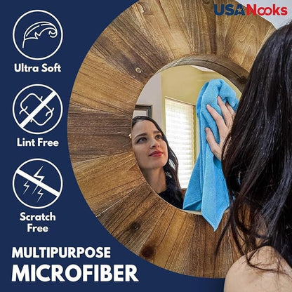 USANOOKS Microfiber Cleaning Cloth Grey - 24 Pcs (12.5"x12.5") - High Performance - 1200 Washes, Ultra Absorbent Microfiber Towel Weave Grime & Liquid for Streak-Free Mirror Shine - Car Washing Cloth